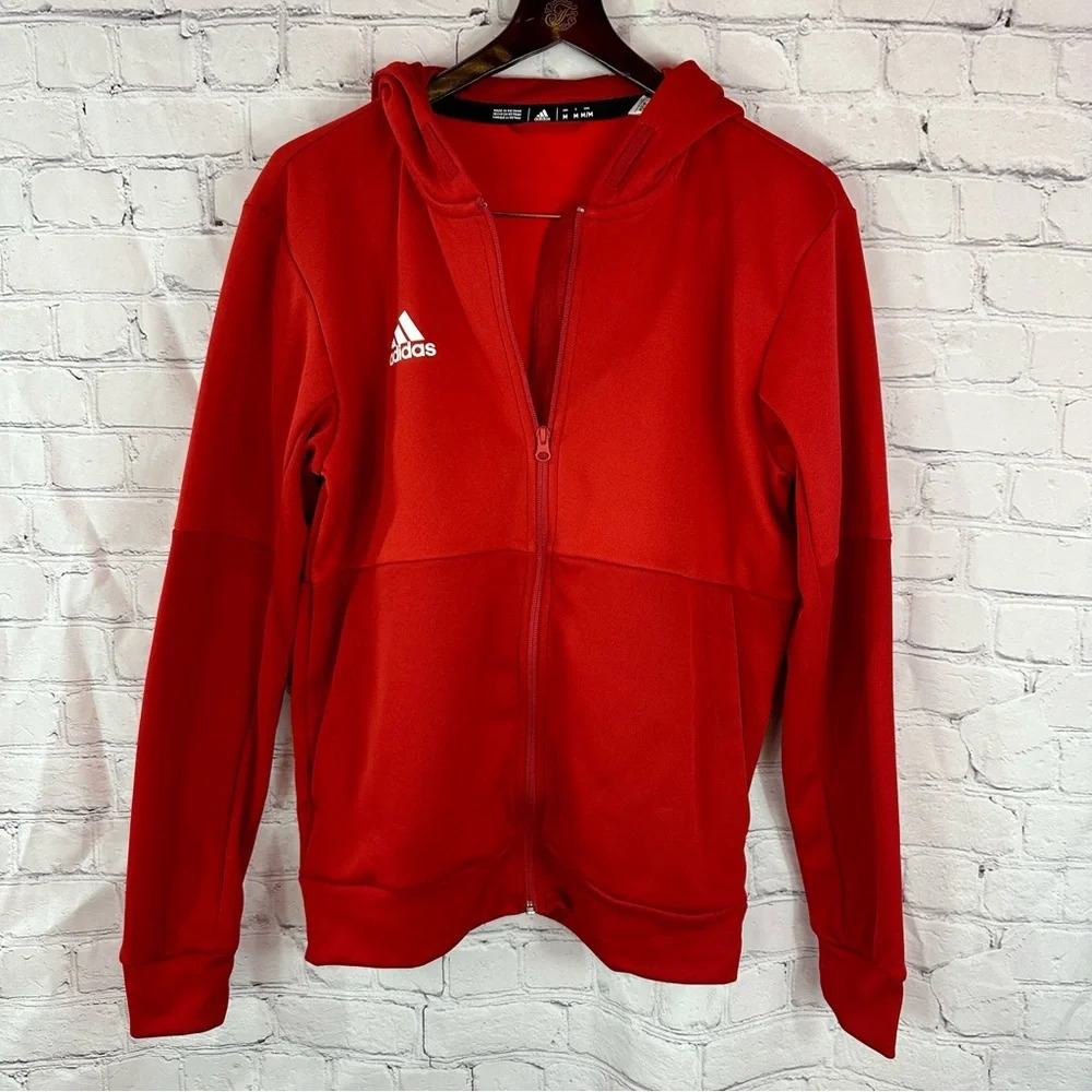 adidas hooded jacket red and white sz medium men's sports training